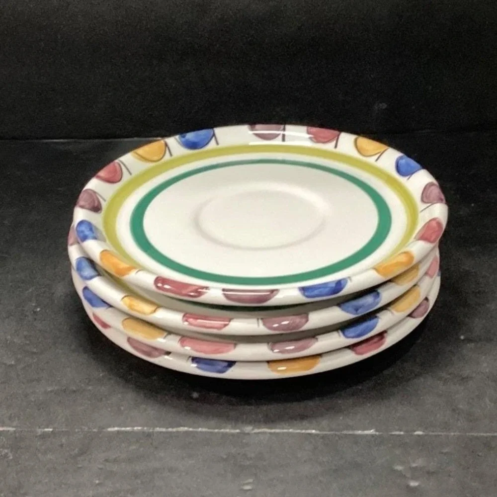 Mikasa Handcrafted Collection Salad Plates, Set of 4, Vtg Stoneware, Dinnerware